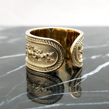Load image into Gallery viewer, 14k 18k gold wide galloping horses ring for men
