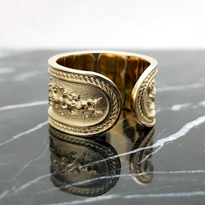 14k 18k gold wide galloping horses ring