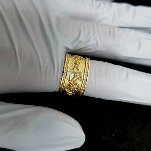14k 18k gold wide galloping horses ring