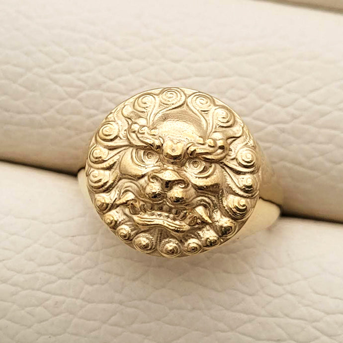 Men's Haetae Korean lion ring in 14k and 18k gold