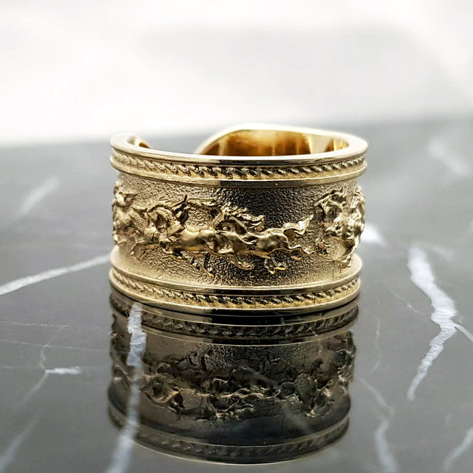 men's horse ring in 14k and 18k gold