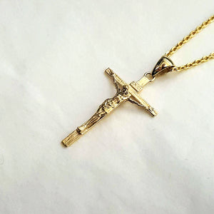 14k 18k gold crucifix cross necklace pendant 1 Large 30mm for men and women