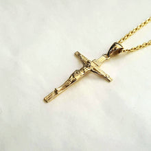 Load image into Gallery viewer, 14k 18k gold crucifix pendant necklace 1 Medium 30mm

