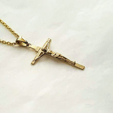 Load image into Gallery viewer, 14k 18k gold crucifix pendant necklace 1 Medium 30mm
