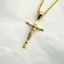 Load image into Gallery viewer, 14k 18k gold crucifix cross pendant necklace 1 Small 27mm

