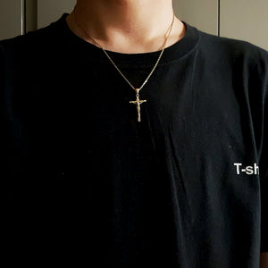 14k 18k gold crucifix cross pendant necklace 1 Small 27mm