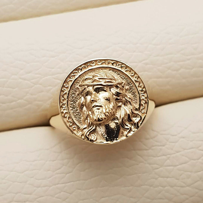 women's and men's Jesus ring in 14k and 18k gold