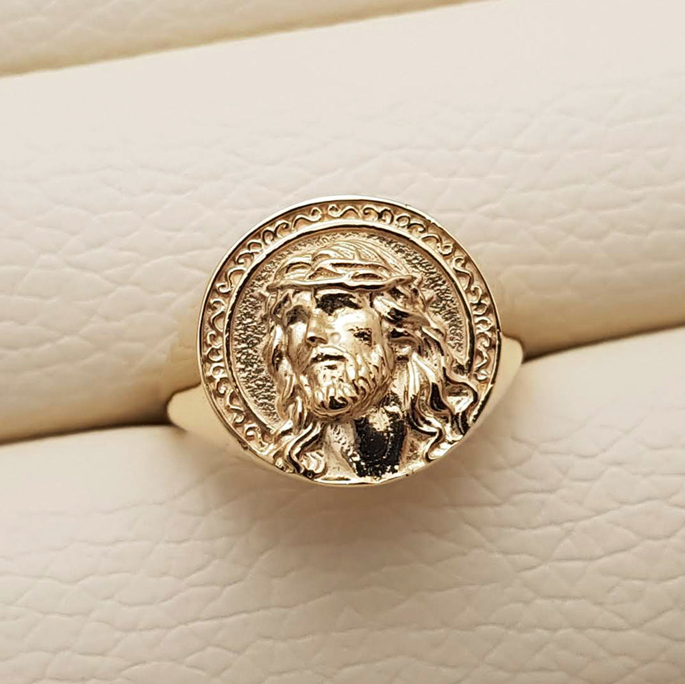 women's and men's Jesus ring in 14k and 18k gold