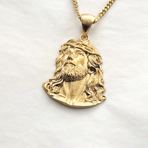 14k 18k gold Jesus pendant necklace 2