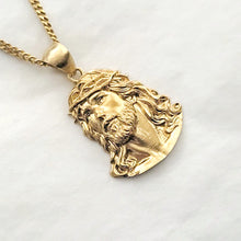 Load image into Gallery viewer, 14k 18k gold Jesus pendant necklace 2
