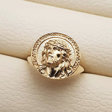 Load image into Gallery viewer, 14k 18k gold jesus ring 1
