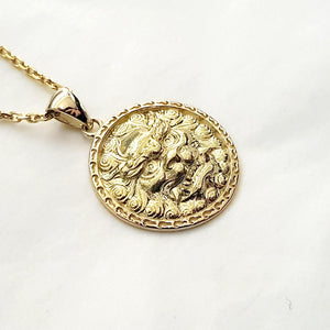 14k 18k gold Haetae Korean lion necklace pendant 1 Medium for men