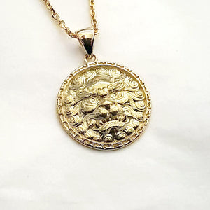 14k 18k gold Haetae Korean lion necklace pendant 1 Medium for men