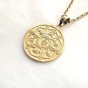 14k 18k gold lotus mantra om mani padme hum pendant necklace for men and women