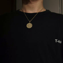 Load image into Gallery viewer, 14k 18k gold lotus mantra om mani padme hum pendant necklace for men and women
