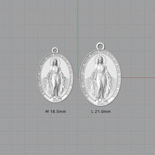Load image into Gallery viewer, 14k 18k gold miraculous medal necklace Small 18.5mm
