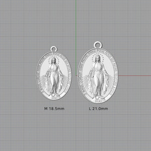 14k 18k gold miraculous medal necklace Small 18.5mm
