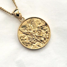 Load image into Gallery viewer, 14k 18k gold Archangel Saint Michael necklace pendant 3
