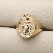 Load image into Gallery viewer, 14k 18k gold oval Virgin Mary miraculous medal ring 2 for women
