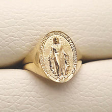 Load image into Gallery viewer, 14k 18k gold oval Virgin Mary miraculous medal ring 2 for women
