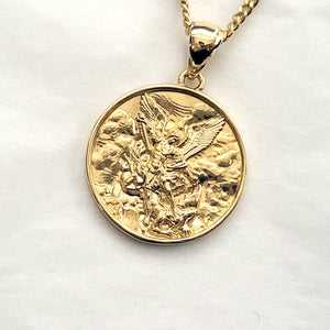 14k 18k gold circle archangel michael necklace pendant 3 for men