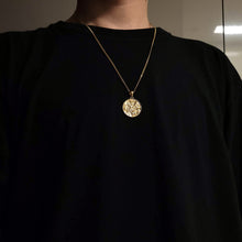 Load image into Gallery viewer, 14k 18k gold circle archangel michael necklace pendant 3 for men
