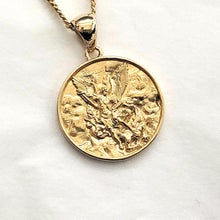Load image into Gallery viewer, 14k 18k gold Archangel Saint Michael necklace pendant 3
