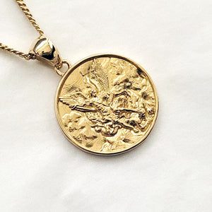 14k 18k gold circle archangel michael necklace pendant 3 for men