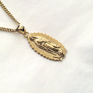 18k 14k gold our lady of guadalupe virgin mary necklace pendant 6 for men and women