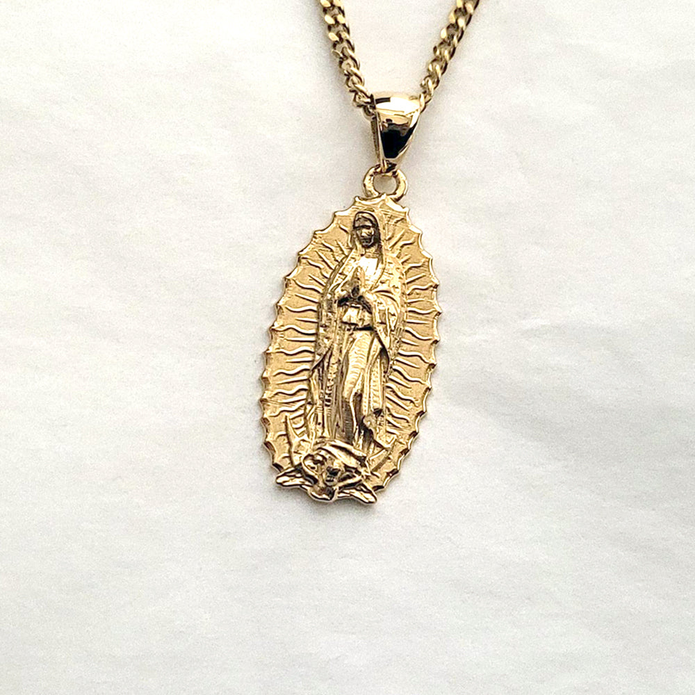 Buy Bling Jewelry Religious Medal Medallion Oval Our Lady of Guadalupe Virgin  Mary Necklace for Women Men for Teen 18K Gold Plate Brass Online at  desertcartINDIA