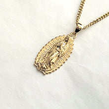 Load image into Gallery viewer, 14k 18k gold our lady of guadalupe virgin Mary pendant necklace
