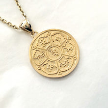 Load image into Gallery viewer, 14k 18k gold lotus mantra om mani padme hum pendant necklace for men and women
