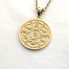 Load image into Gallery viewer, 14k 18k gold lotus mantra om mani padme hum pendant necklace for men and women
