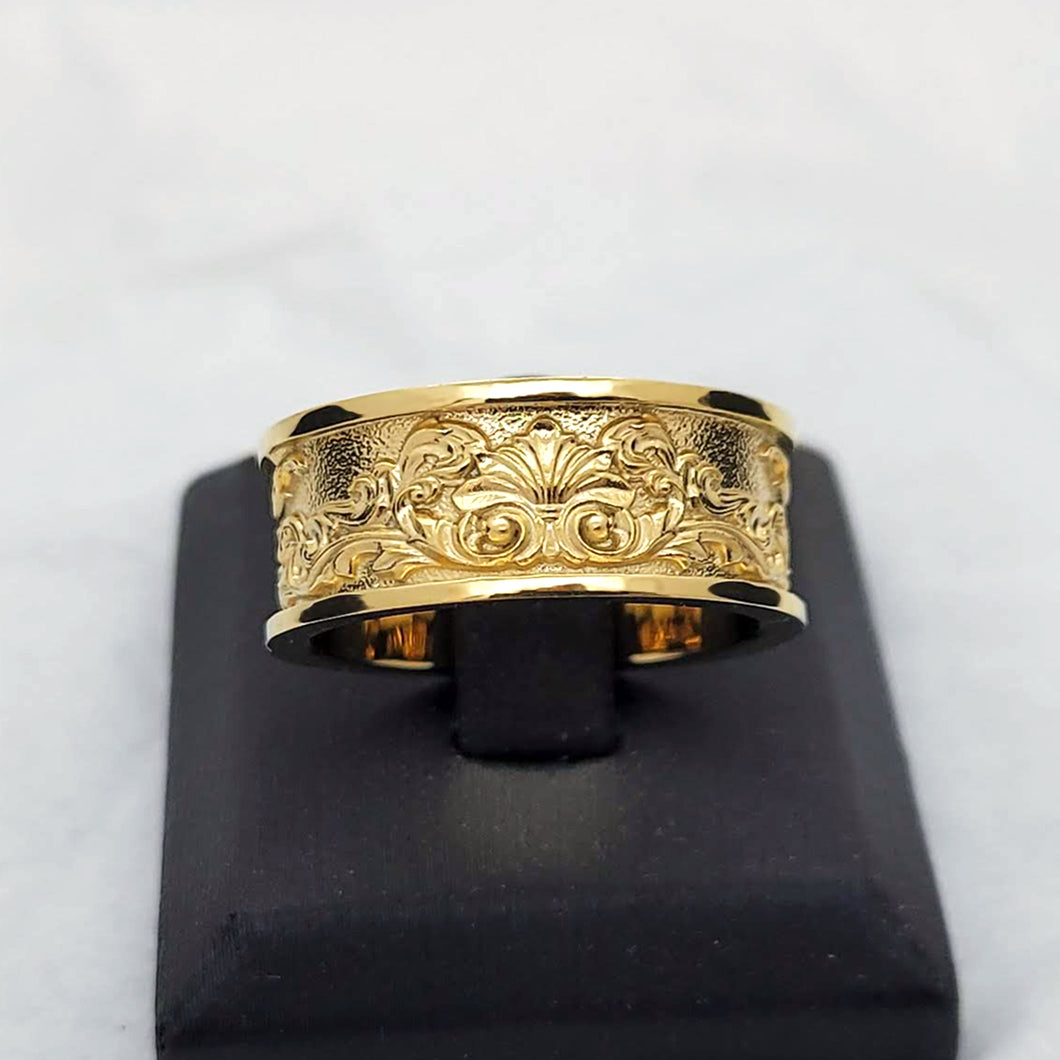 18k 14k gold wide baroque ornament ring 2 for men and women