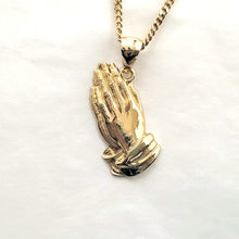 Load image into Gallery viewer, 14k 18k gold praying hands necklace pendant 1 for women and men
