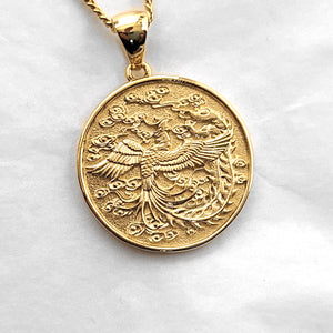 14k 18k gold circle Korean phoenix pendant necklace 2