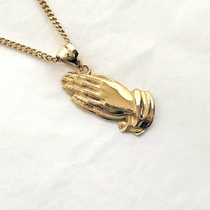 14k 18k gold praying hands necklace pendant 1 for women and men