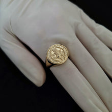 Load image into Gallery viewer, 14k 18k gold saint Benedict medal ring
