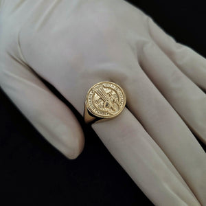 14k 18k gold saint Benedict medal ring