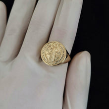 Load image into Gallery viewer, 14k 18k gold saint Benedict medal ring
