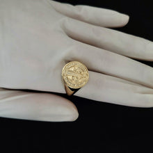 Load image into Gallery viewer, 14k 18k gold saint Benedict medal ring

