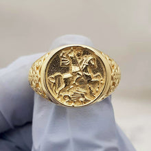 Load image into Gallery viewer, 14k 18k gold circle st george ring 1 for men
