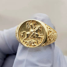 Load image into Gallery viewer, 14k 18k gold men&#39;s saint george ring 1
