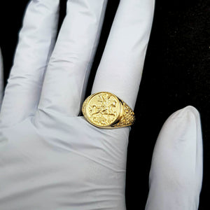 14k 18k gold men's saint george ring 1