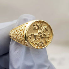 Load image into Gallery viewer, 14k 18k gold men&#39;s saint george ring 1
