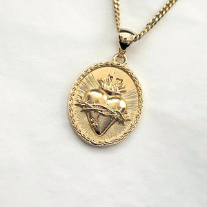 18k 14k gold sacred heart of jesus necklace pendant 1 for men and women