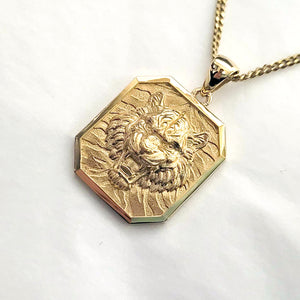 14k 18k gold men's tiger pendant necklace 1
