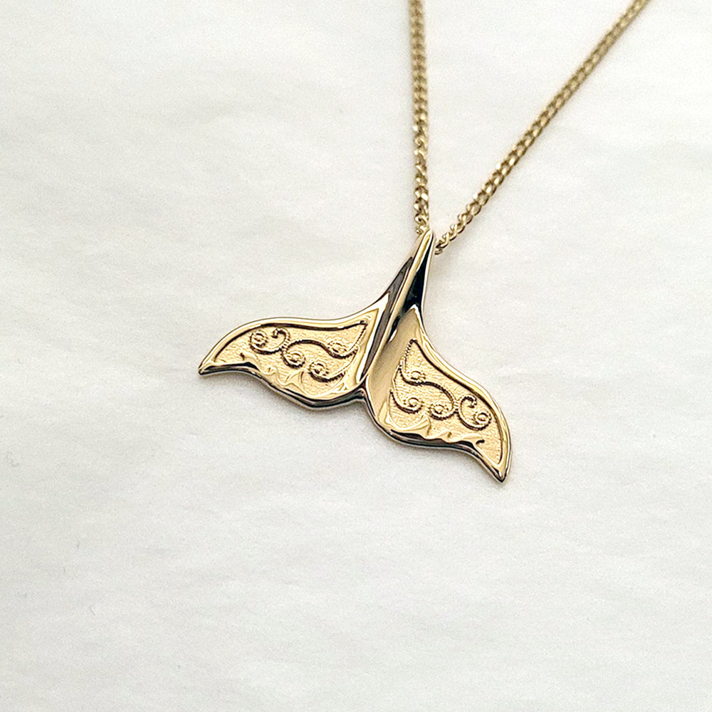 14k 18k gold whale tail necklace pendant 2 for women