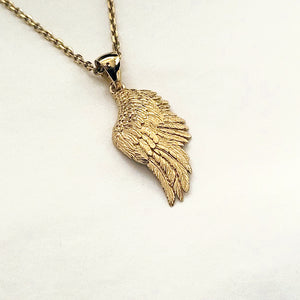 18k 14k gold angel wing necklace pendant 1 Large for men and women