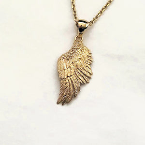 18k 14k gold angel wing necklace pendant 1 Large for men and women